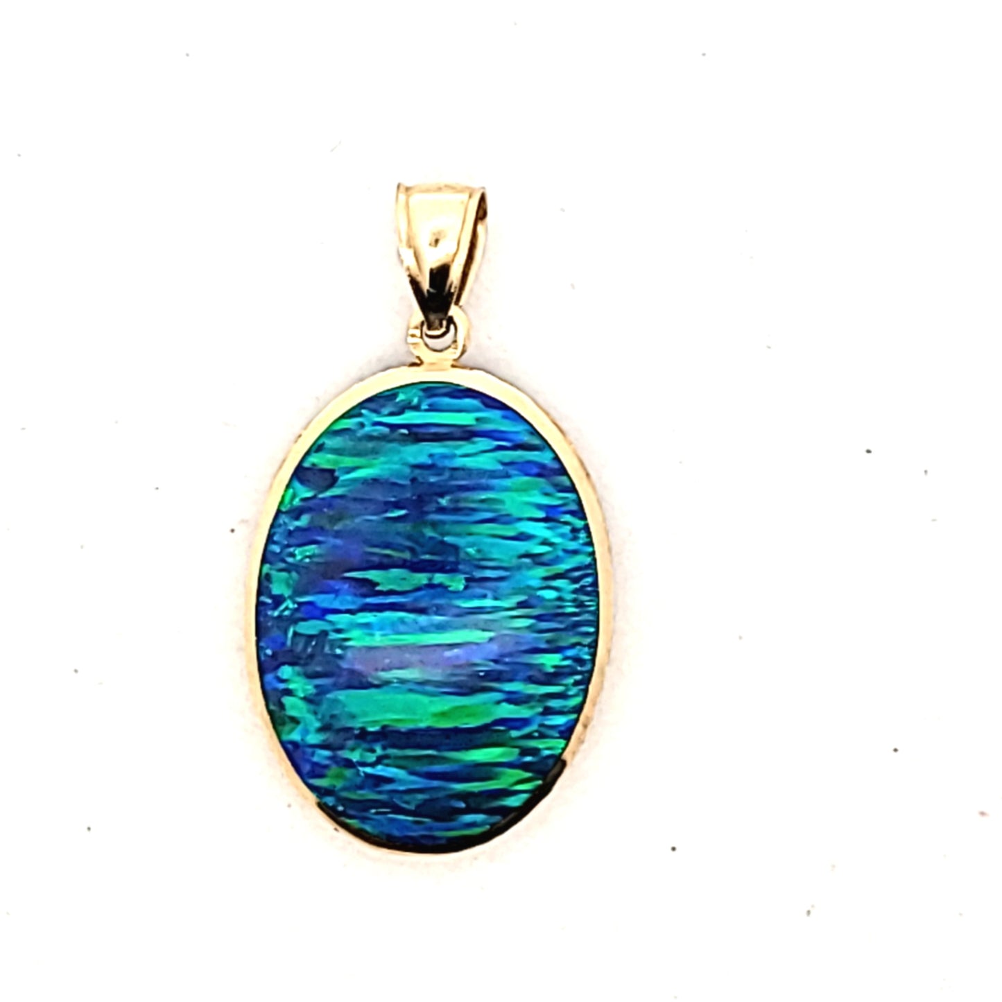 14K Yellow Gold Imitation Opal Marlin Pendant