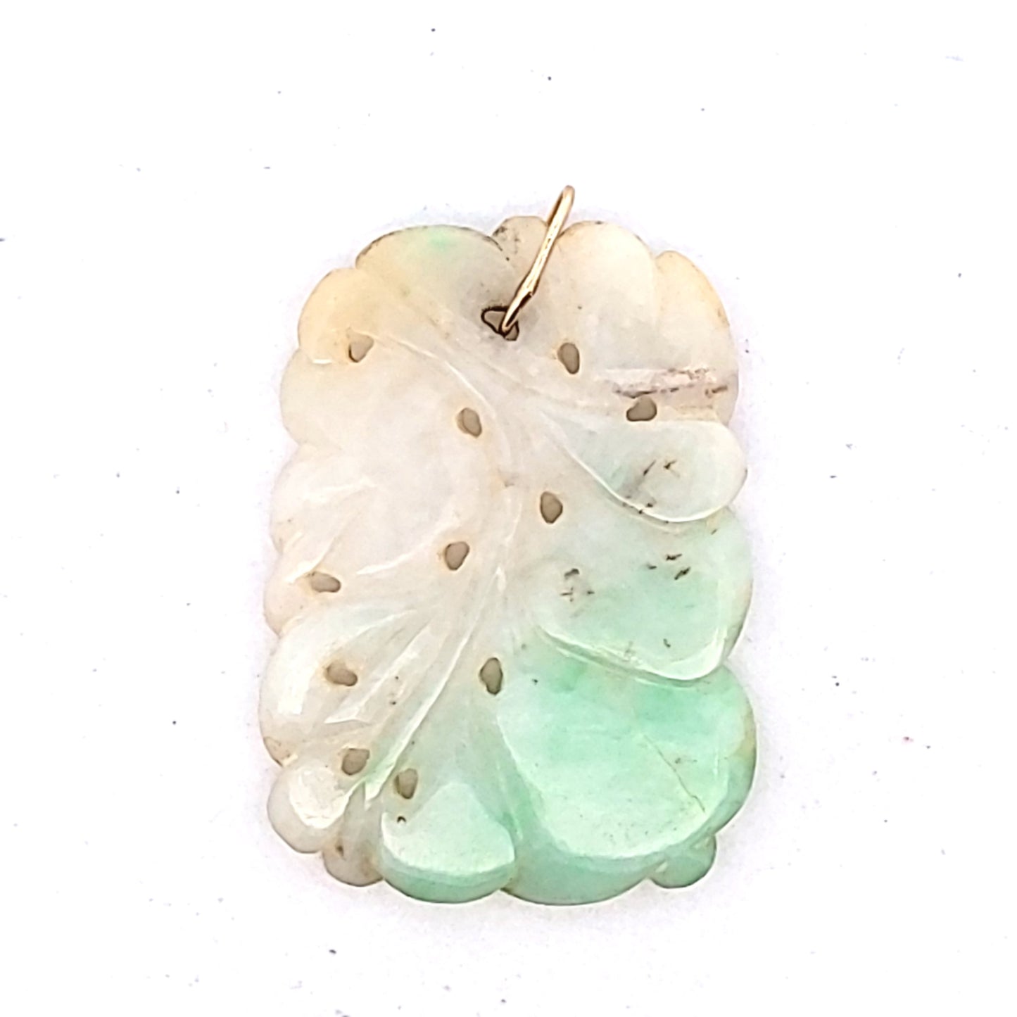 Vintage 10K Yellow Gold Carved Jade Pendant