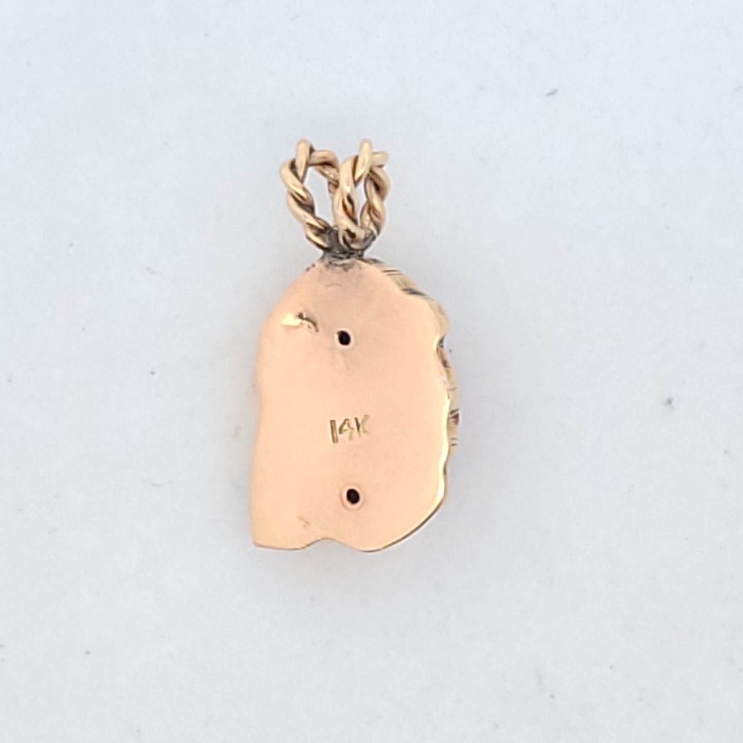 Antique 14K Yellow Gold Enamel Middle Eastern Man Diamond Gemstone Pendant