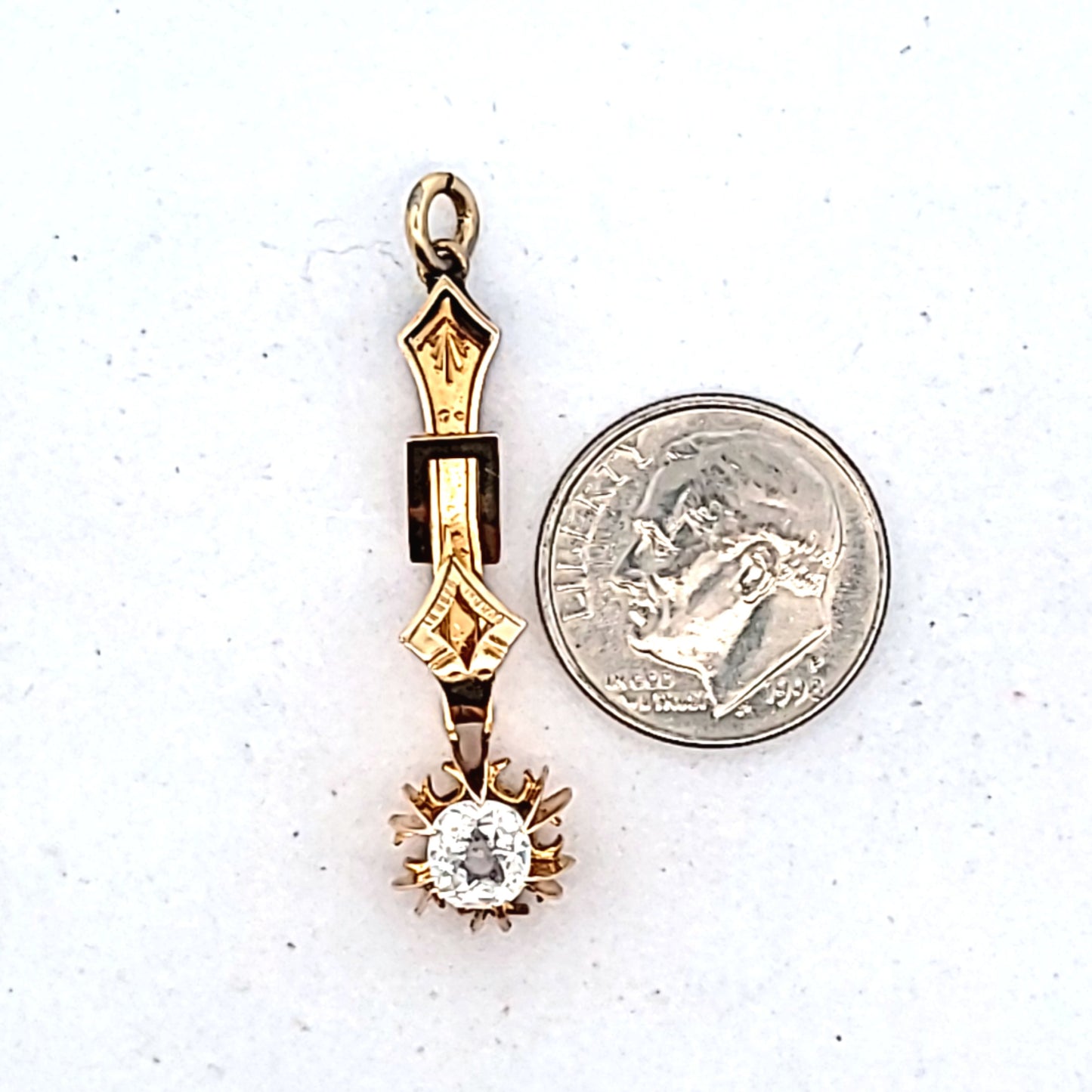 Antique 10K Yellow Gold Victorian Paste Pendant
