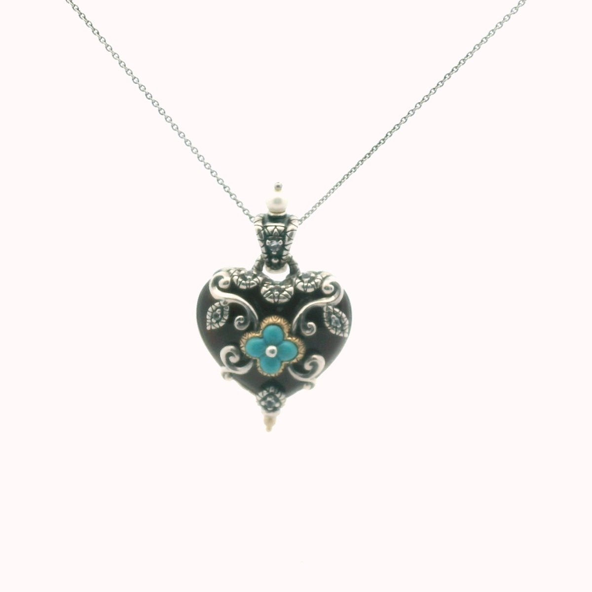 Bixby Sterling & 18K Gold Multi-Stone Pearl Heart Necklace