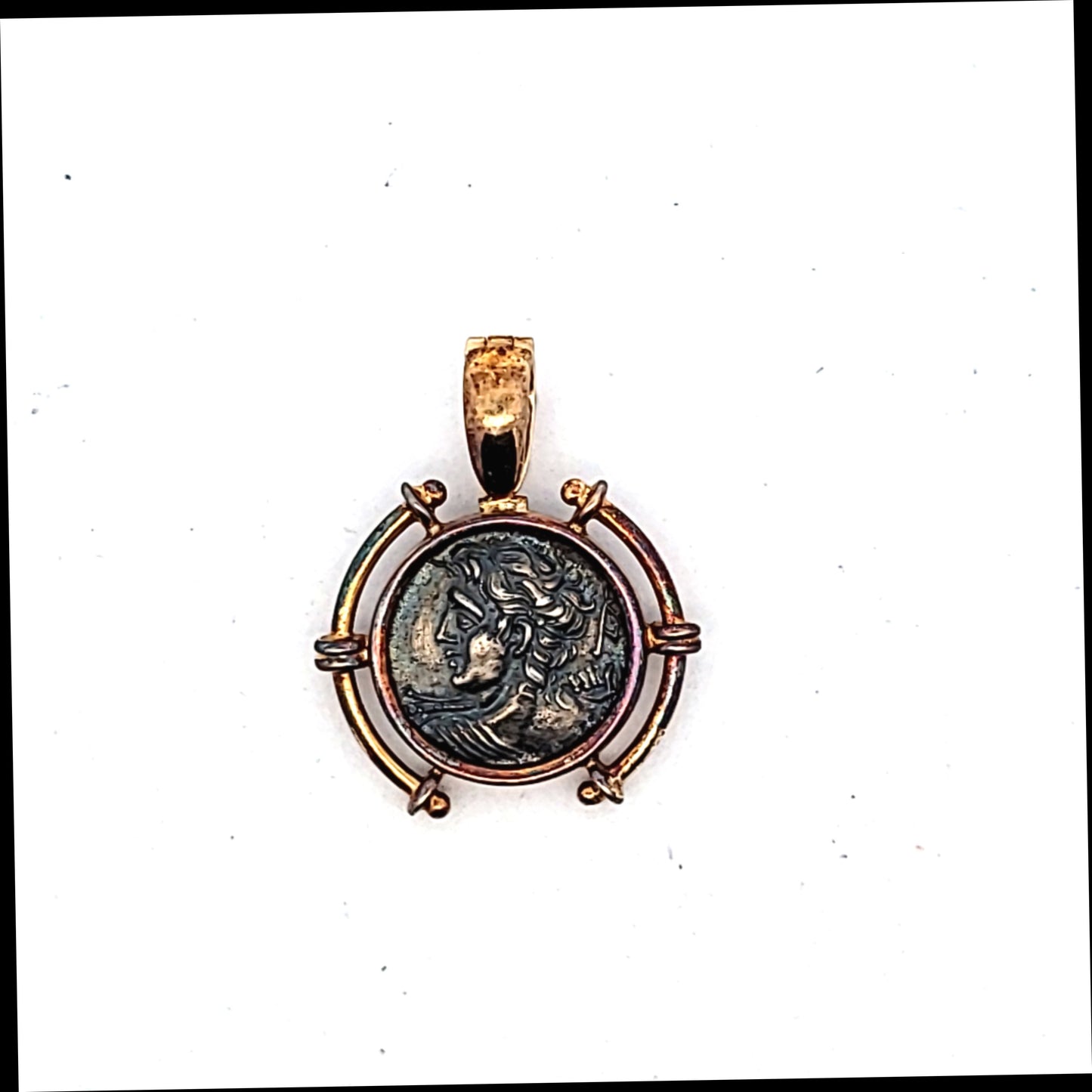 14K Yellow Gold & 900 Silver Reproduction Coin Pendant