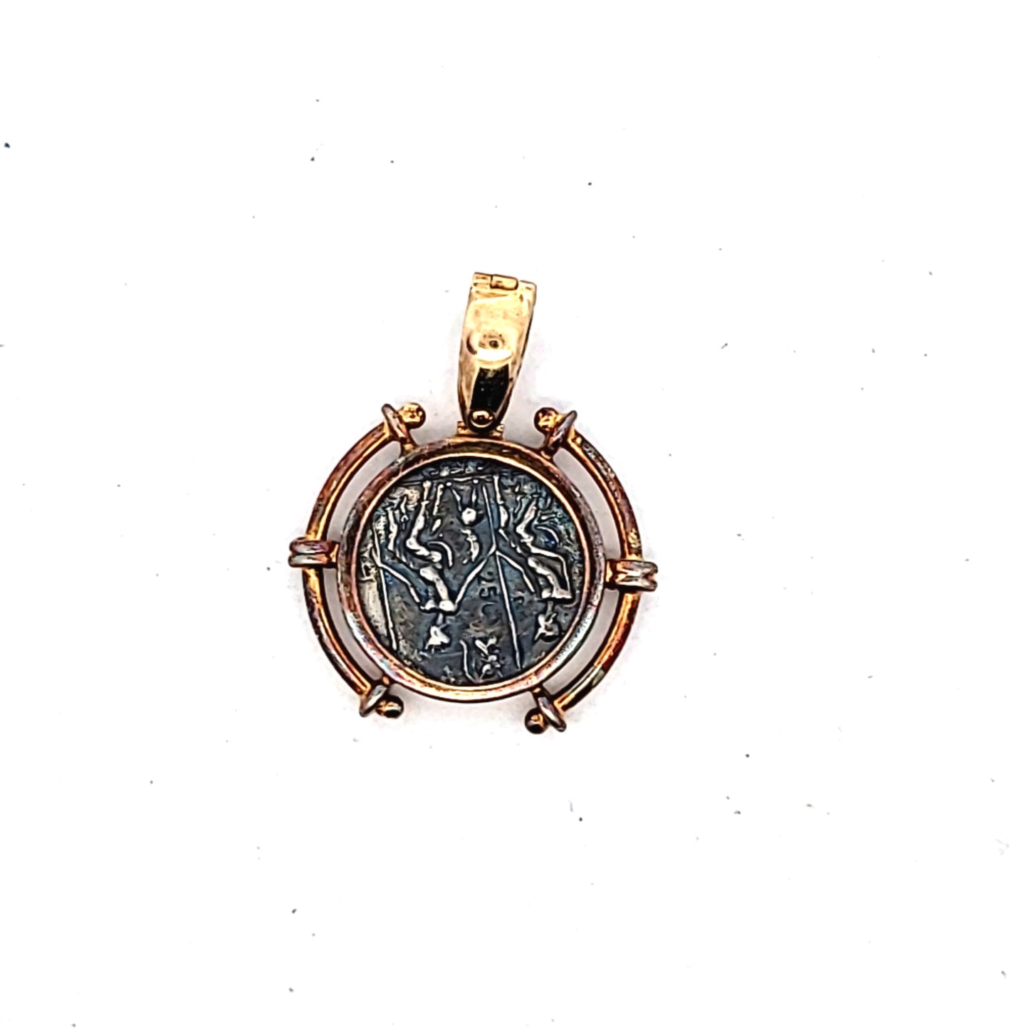 14K Yellow Gold & 900 Silver Reproduction Coin Pendant