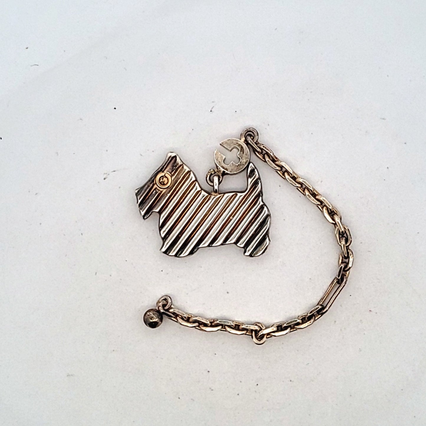 Rare Tiffany & Co. Sterling Silver & 18K Gold Scottish Terrier Key Chain