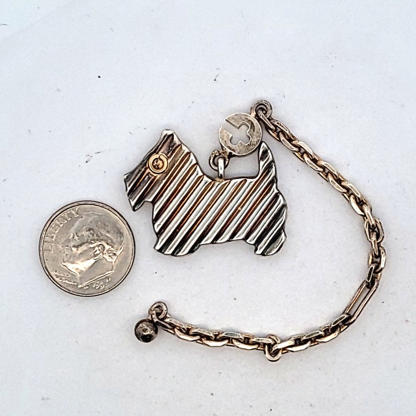 Rare Tiffany & Co. Sterling Silver & 18K Gold Scottish Terrier Key Chain