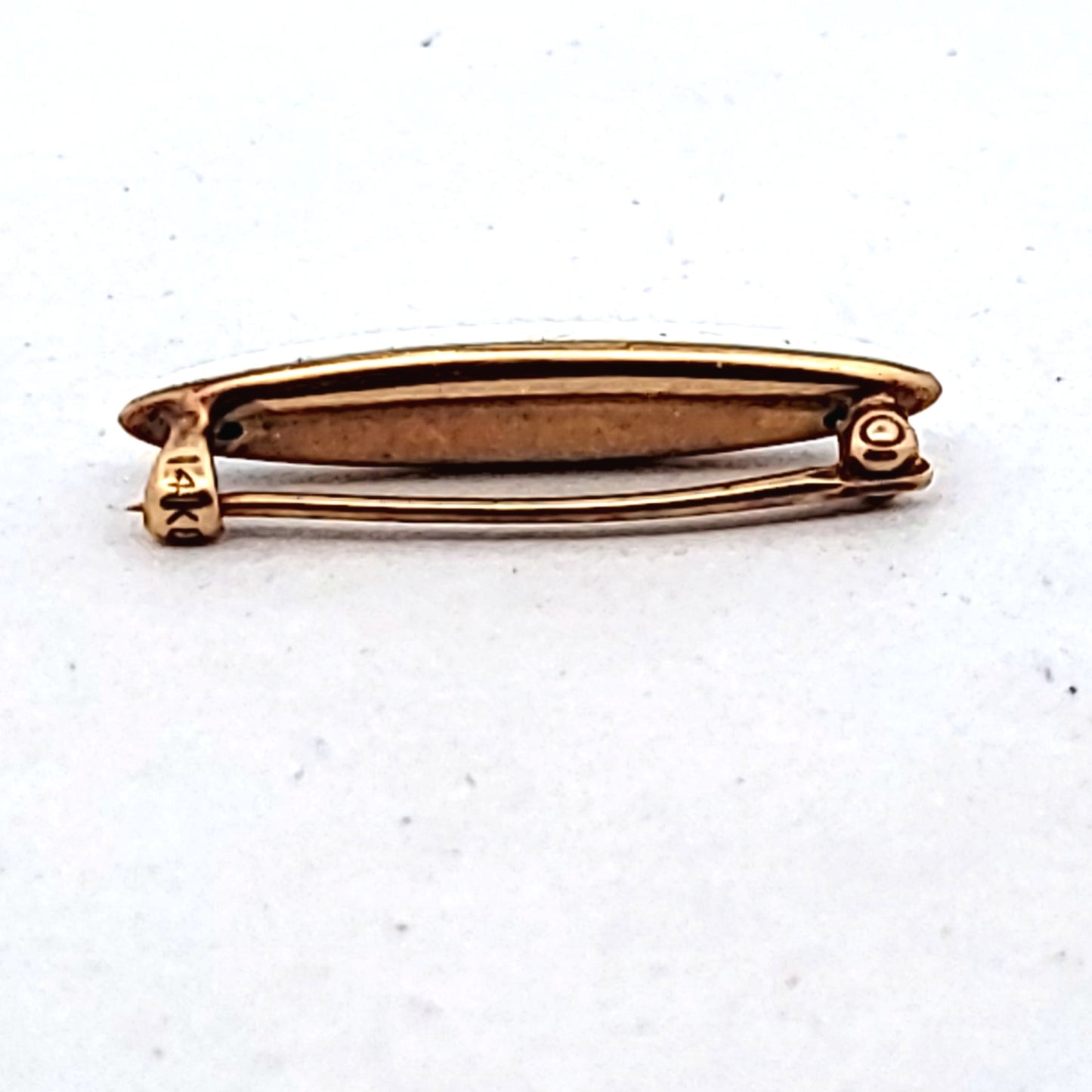 Antique 14K Yellow Gold White Enamel Lingerie Pin