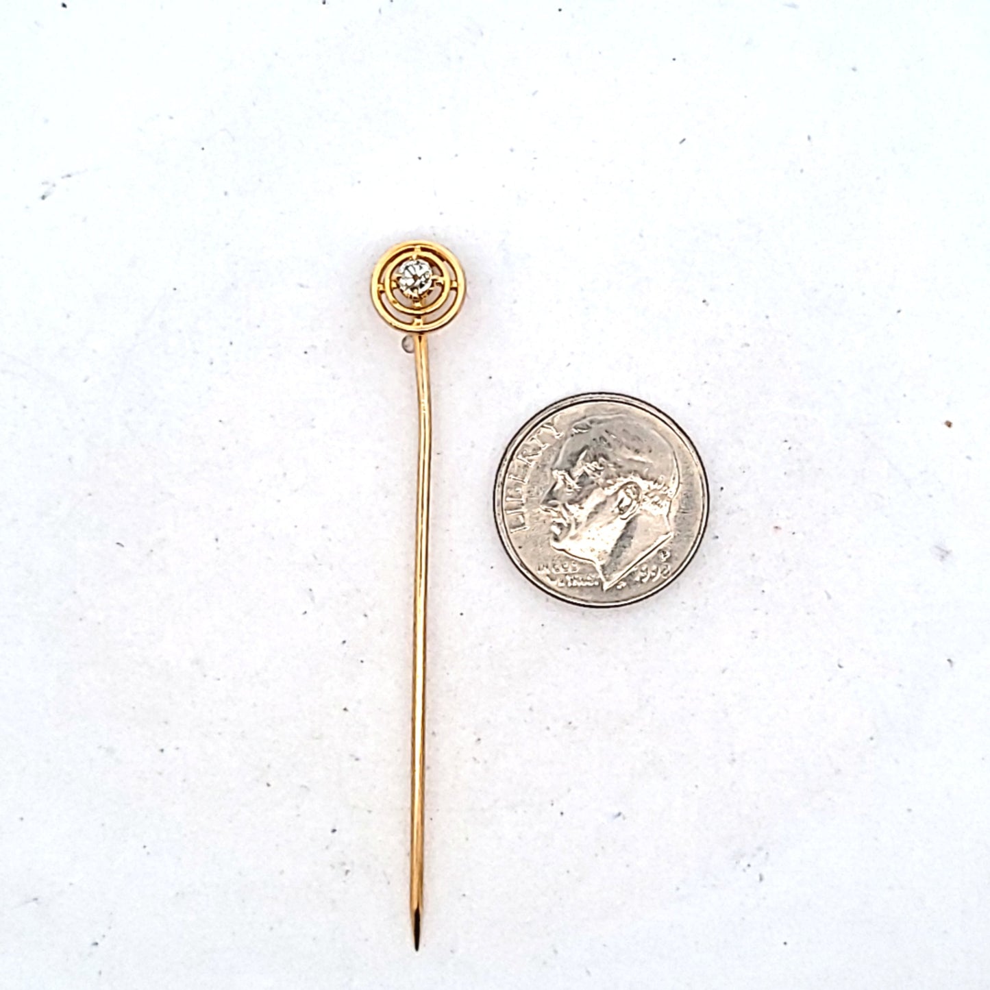 Antique 14K Yellow Gold Diamond Stick Pin