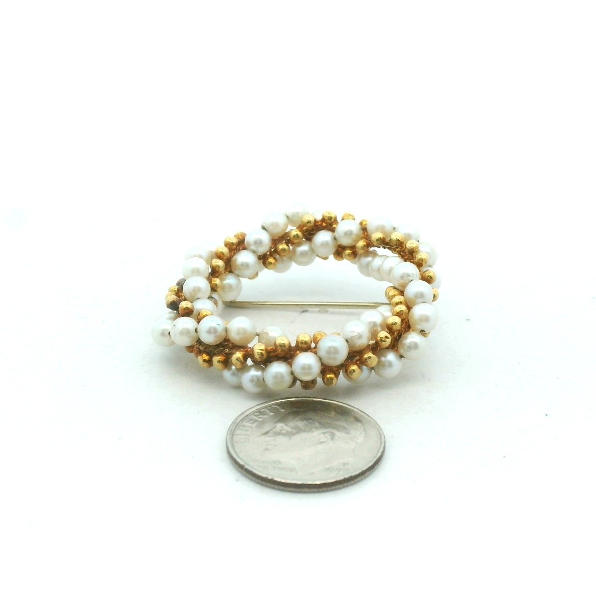 Cartier 18K Yellow Gold Cultured Pearl Circle Wreath Brooch