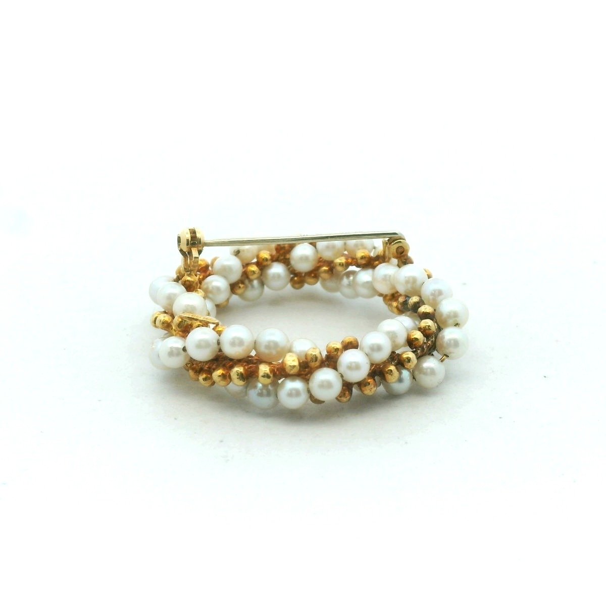Cartier 18K Yellow Gold Cultured Pearl Circle Wreath Brooch