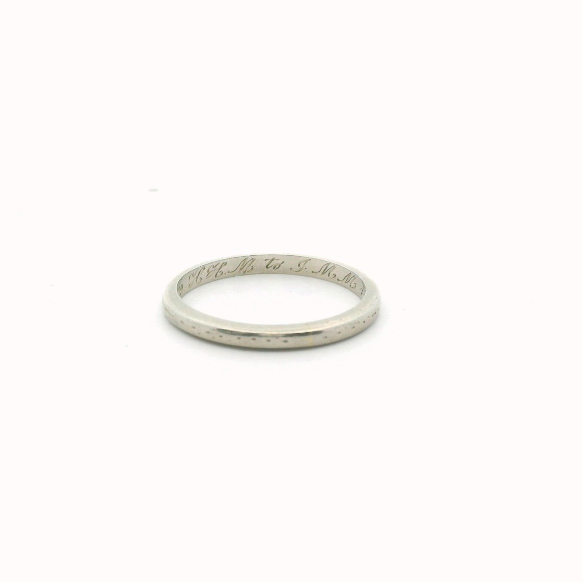 Antique 18K White Gold Engraved Wedding Band