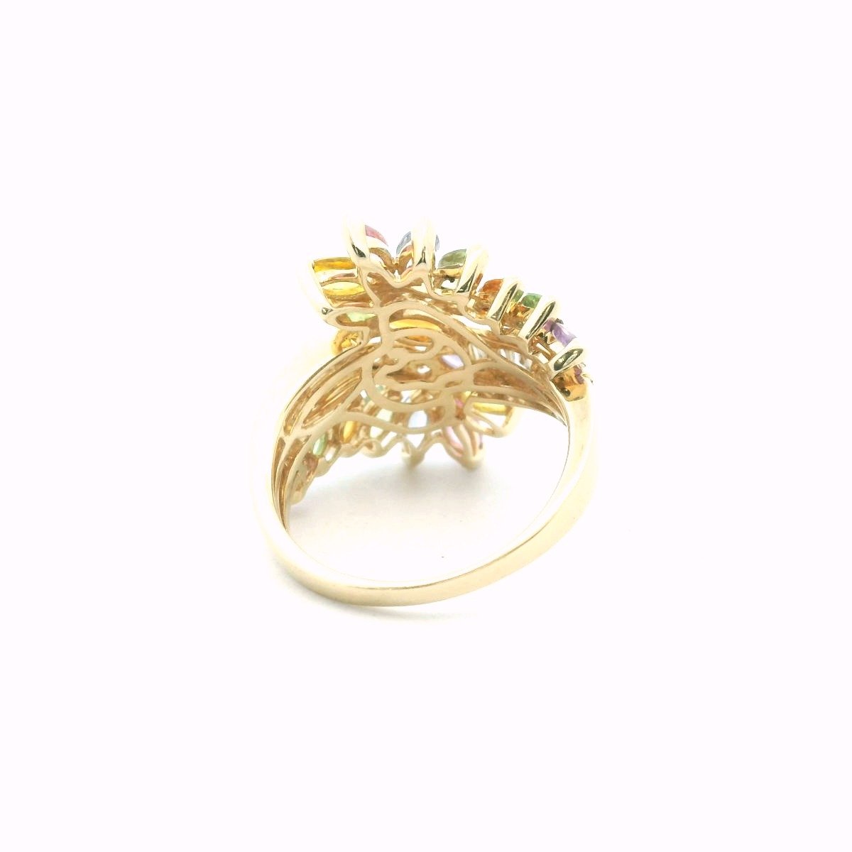 EFFY 14K Yellow Gold Diamond & Multi-Color Sapphire Cocktail Ring
