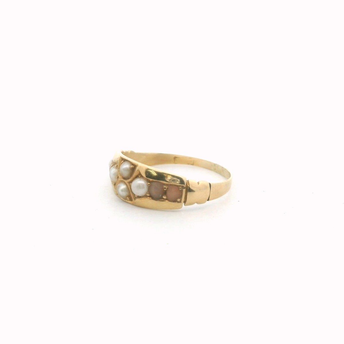 Antique 18K Yellow Gold Mixed Pearls & Conch Pearls Ring