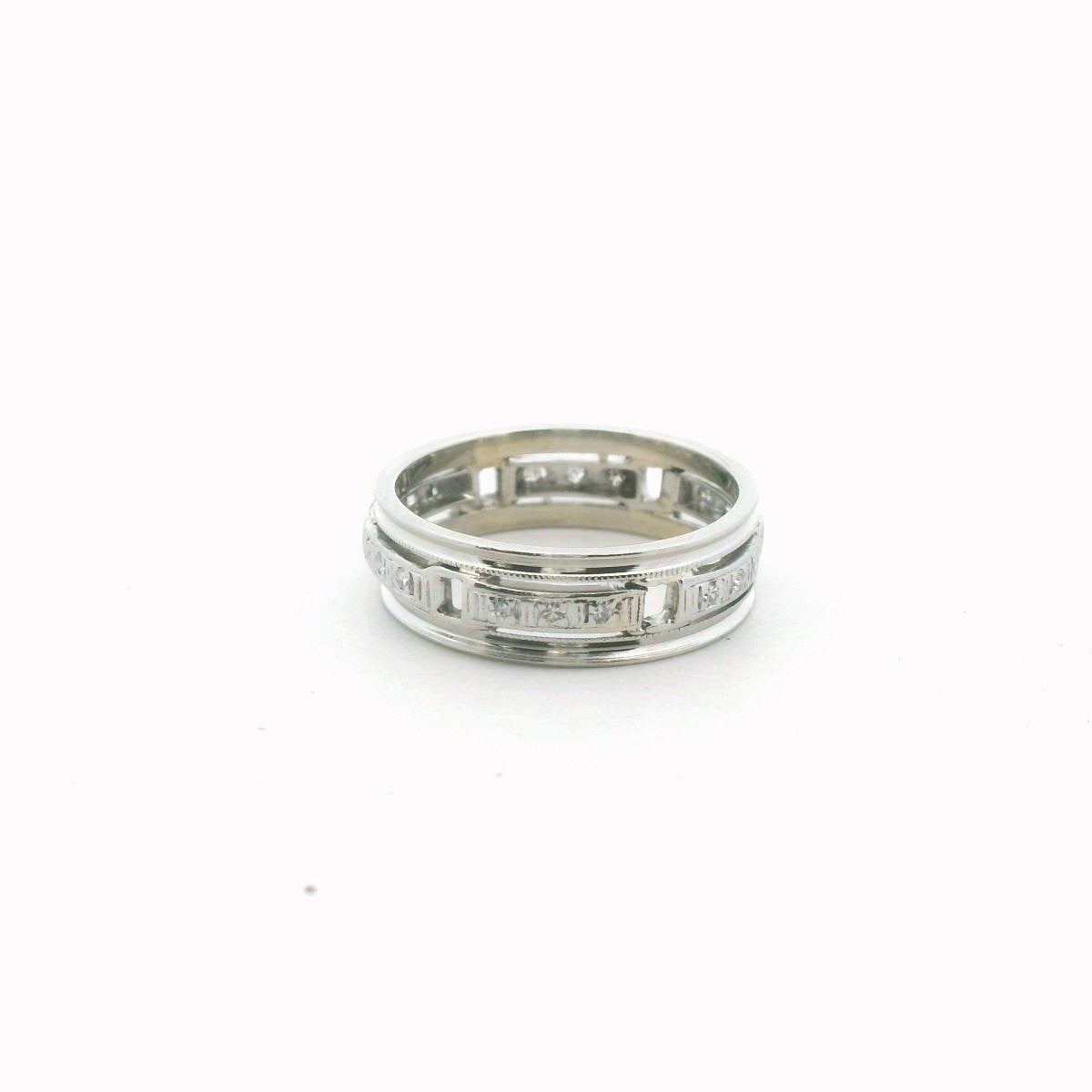 Vintage 14K White Gold Diamond Band