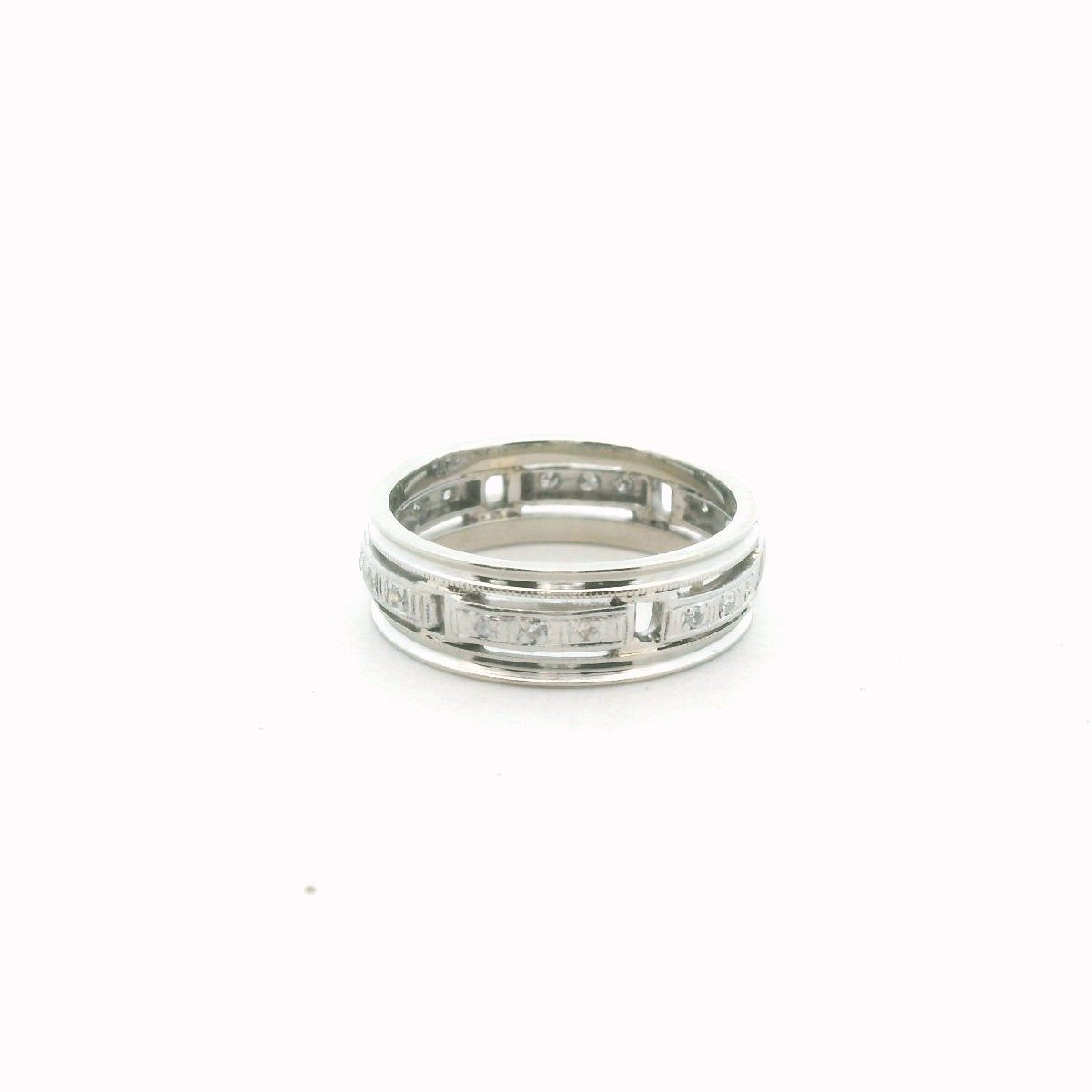 Vintage 14K White Gold Diamond Band