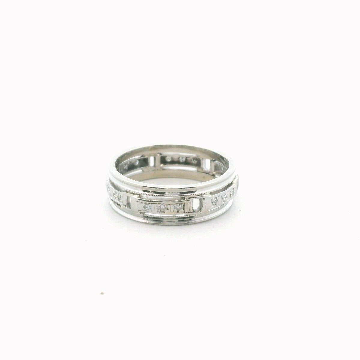 Vintage 14K White Gold Diamond Band