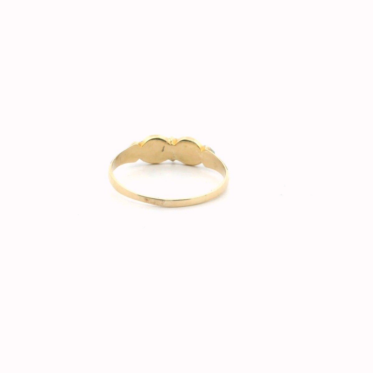 Antique 18K Yellow Gold Pearl & Green Glass Ring