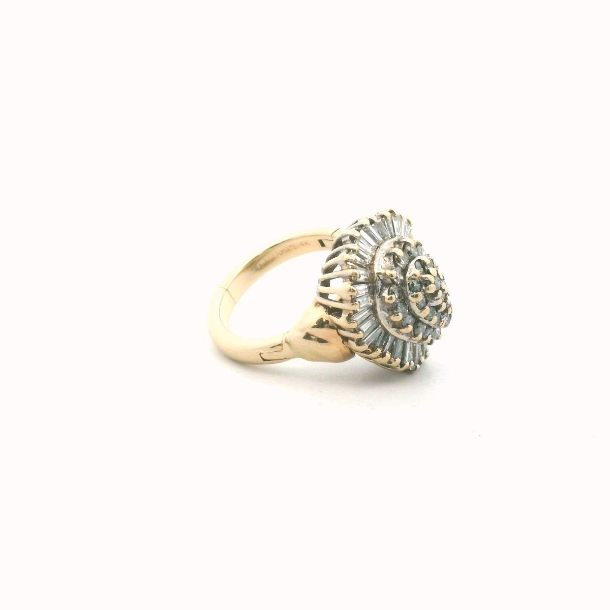 Vintage 14K Yellow Gold Diamond Cocktail Ring