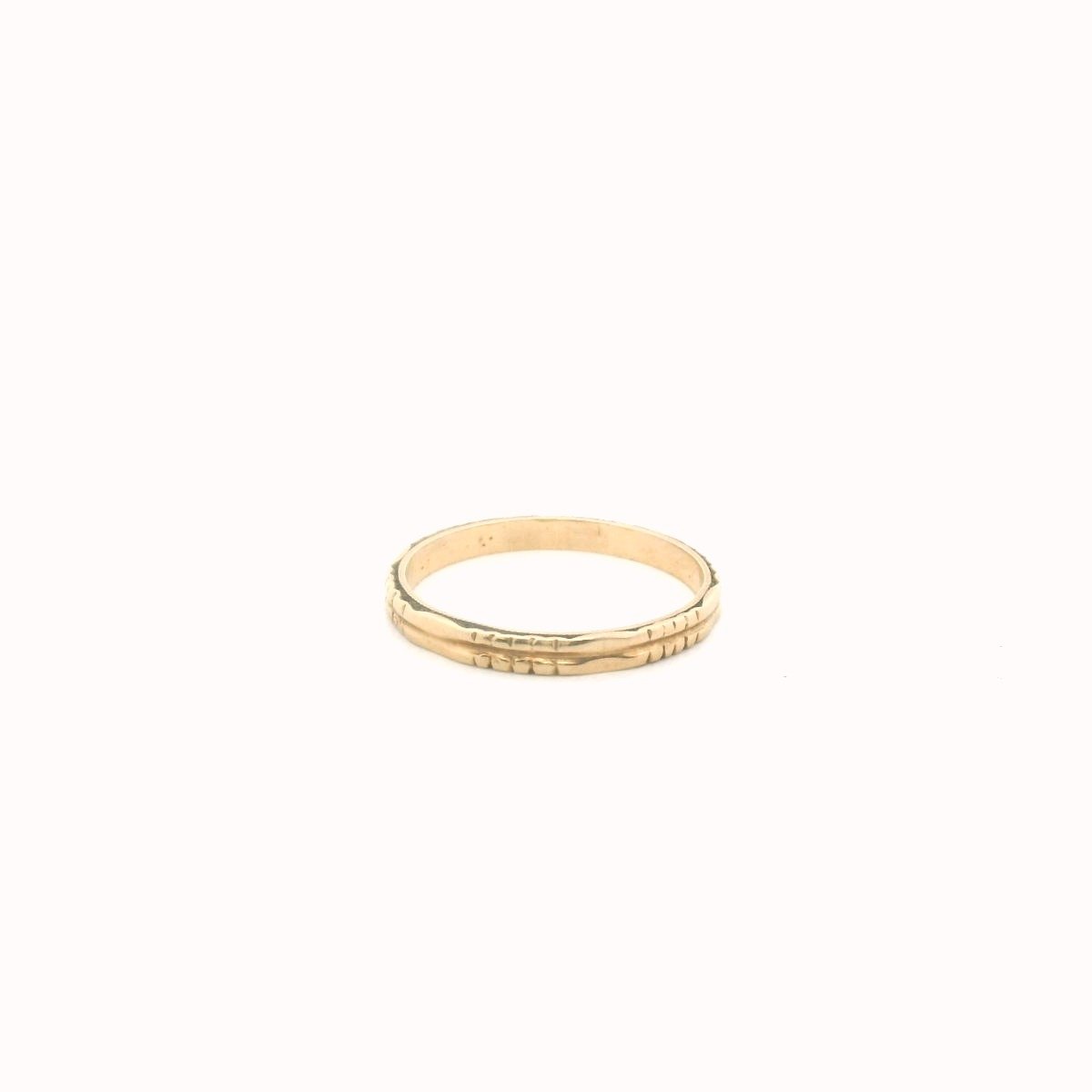 Vintage 14K Yellow Gold Carved Design Stackable Wedding Band