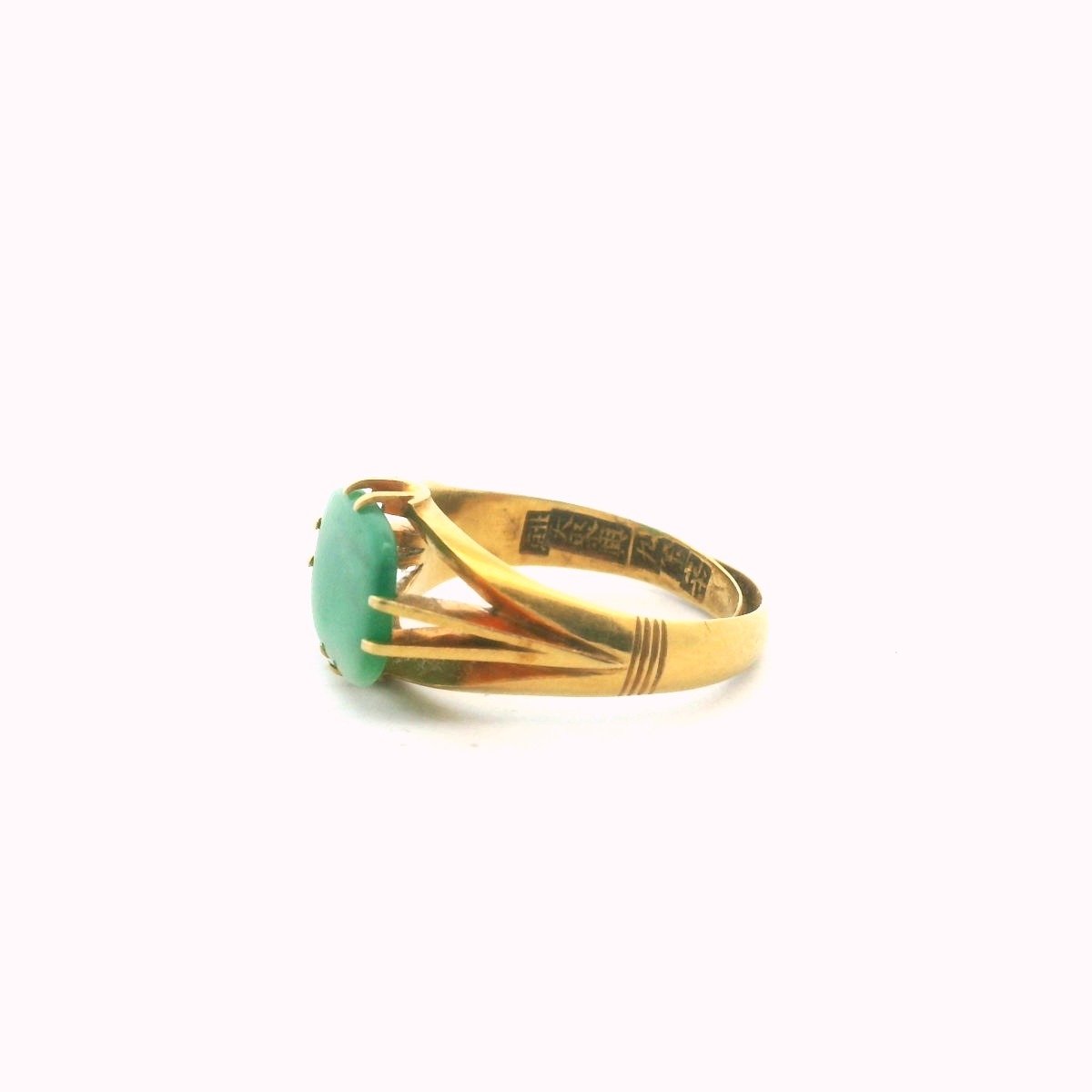 Vintage 22K Yellow Gold Jadeite Adjustable Ring