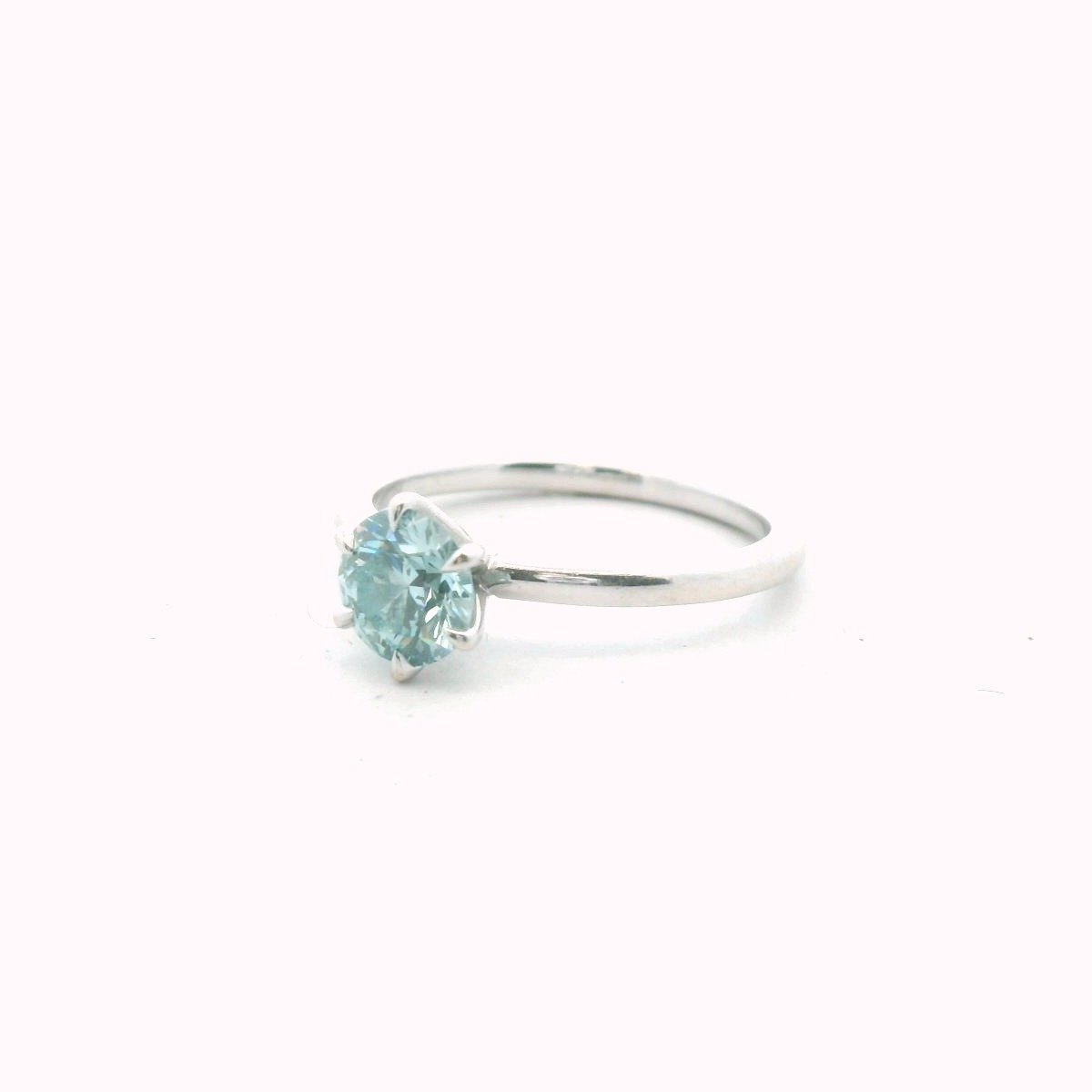 14K White Gold Lab Created Blue Diamond Engagement Ring