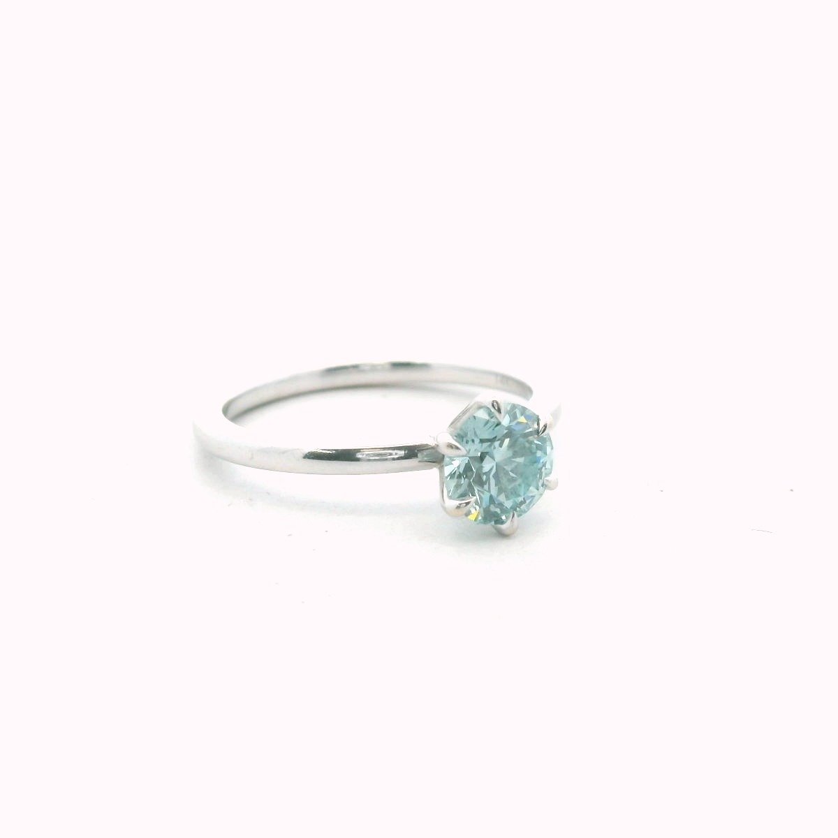 14K White Gold Lab Created Blue Diamond Engagement Ring
