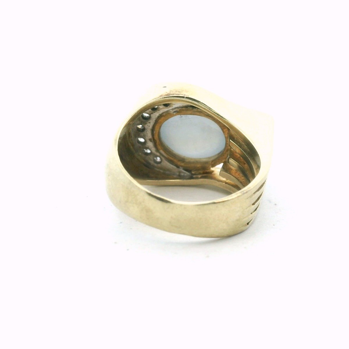 Vintage 14k Two Tone Gold Diamond & Star Sapphire Asymetrical Ring