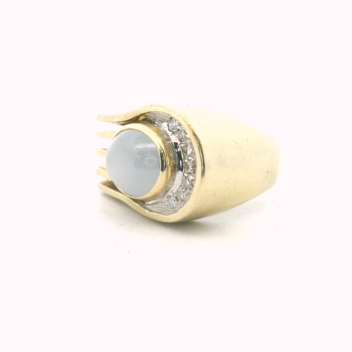 Vintage 14k Two Tone Gold Diamond & Star Sapphire Asymetrical Ring