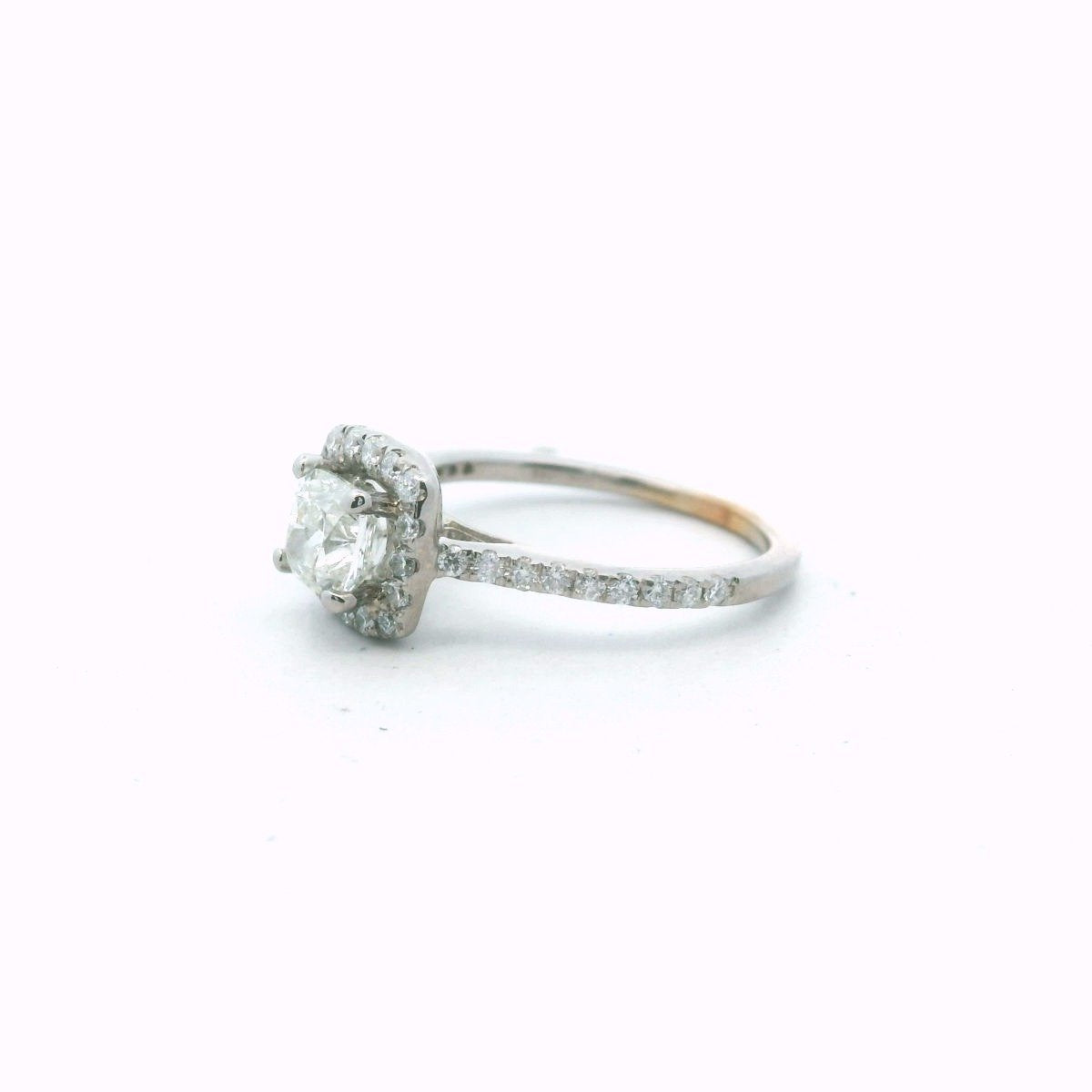 14K White Gold Diamond Halo Engagement Ring