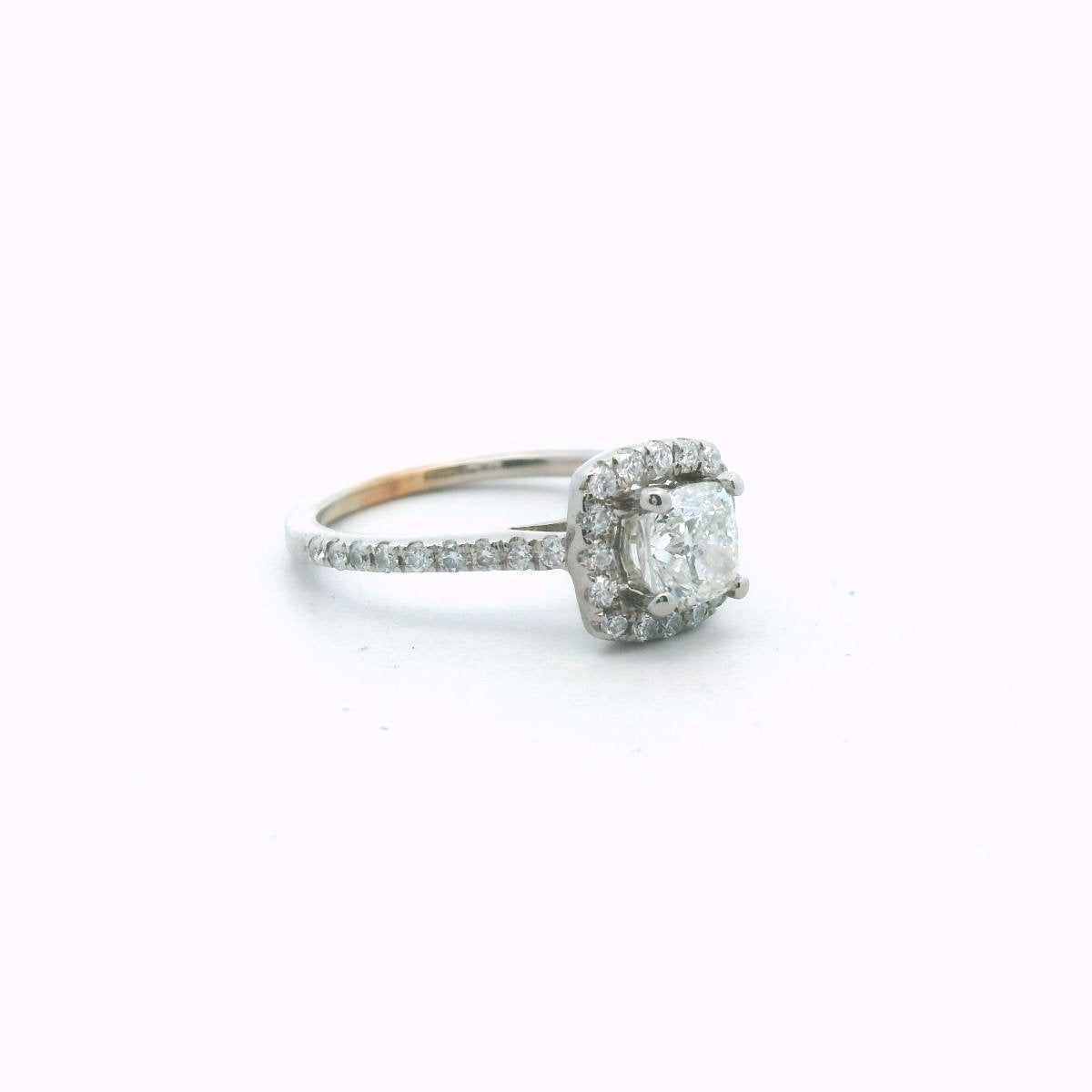 14K White Gold Diamond Halo Engagement Ring