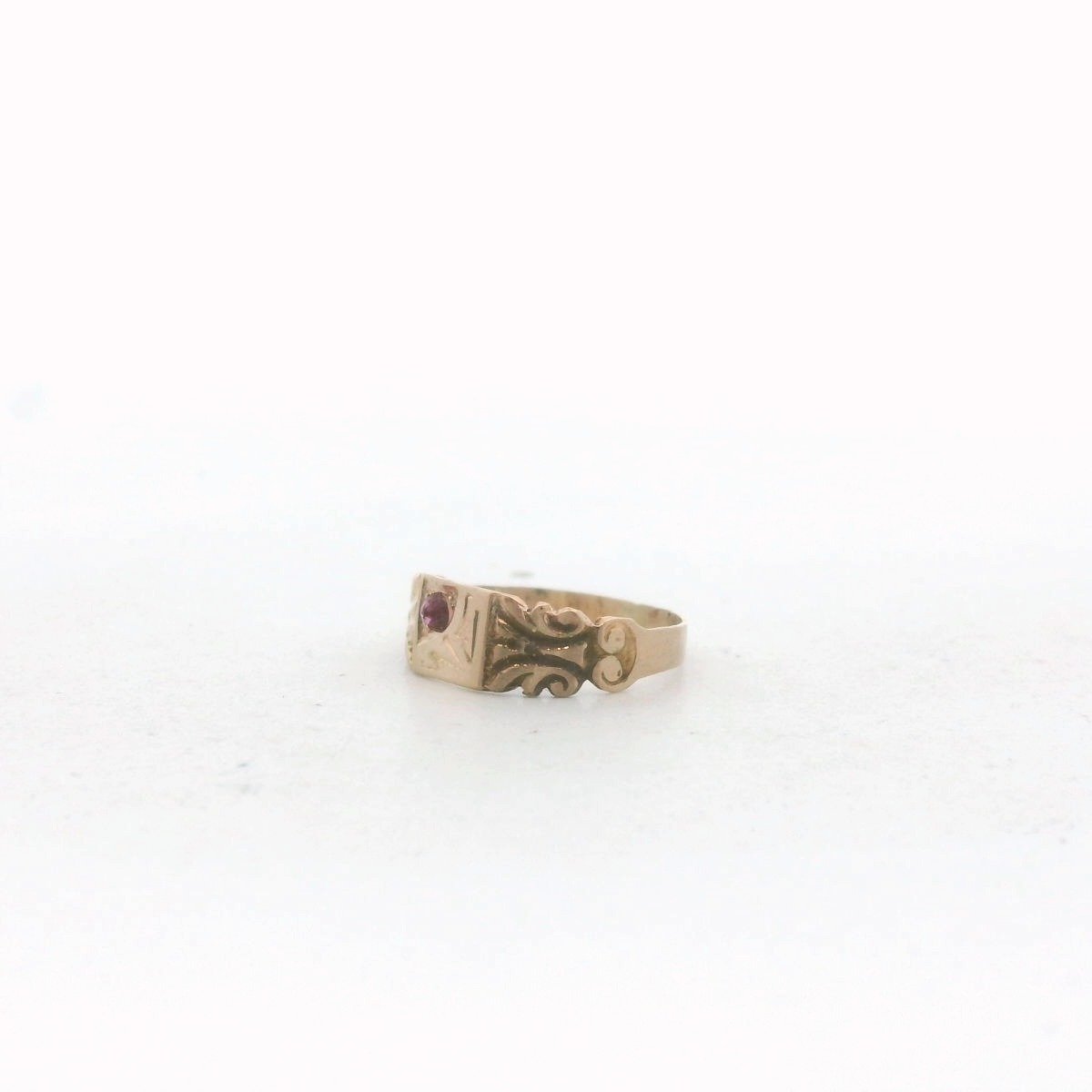 Antique Victorian 14K Yellow Gold Ruby Baby Ring