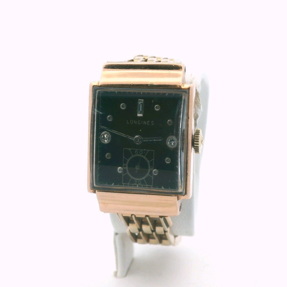 Vintage Longines 14K Rose Gold Diamond Dial Manual Wind Watch
