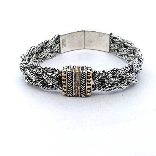EFFY 18K Gold & Sterling Silver Diamond Woven Bracelet