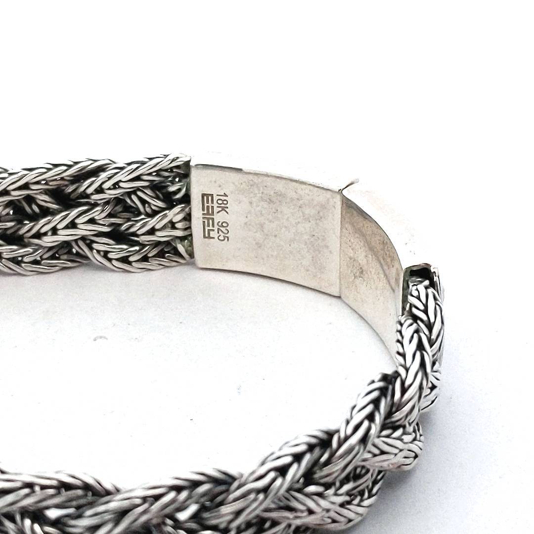 EFFY 18K Gold & Sterling Silver Diamond Woven Bracelet