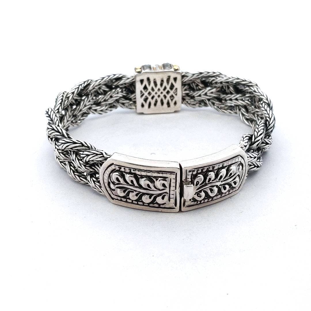 EFFY 18K Gold & Sterling Silver Diamond Woven Bracelet