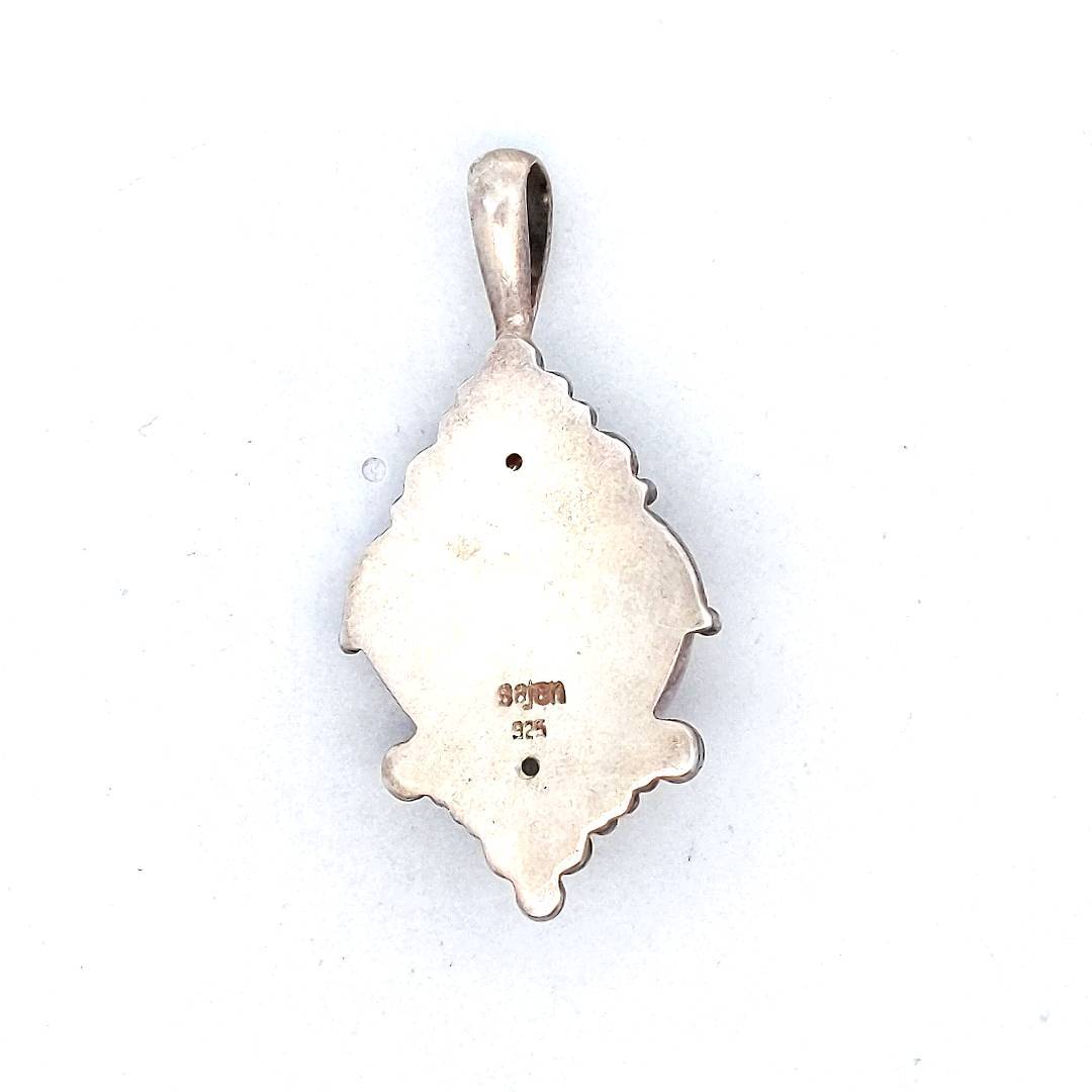 Sajen Sterling Silver Garnet $ Cinnabar Heart Pendant