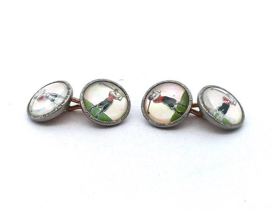 Antique Vintage Kremantz Essex Crystal Golfer Costume Cufflinks