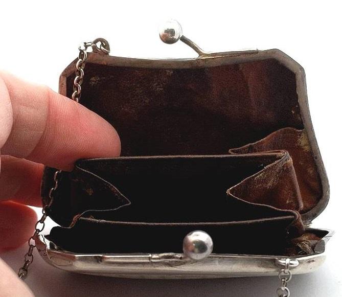Antique Sterling Silver Cherub Angel Coin Purse