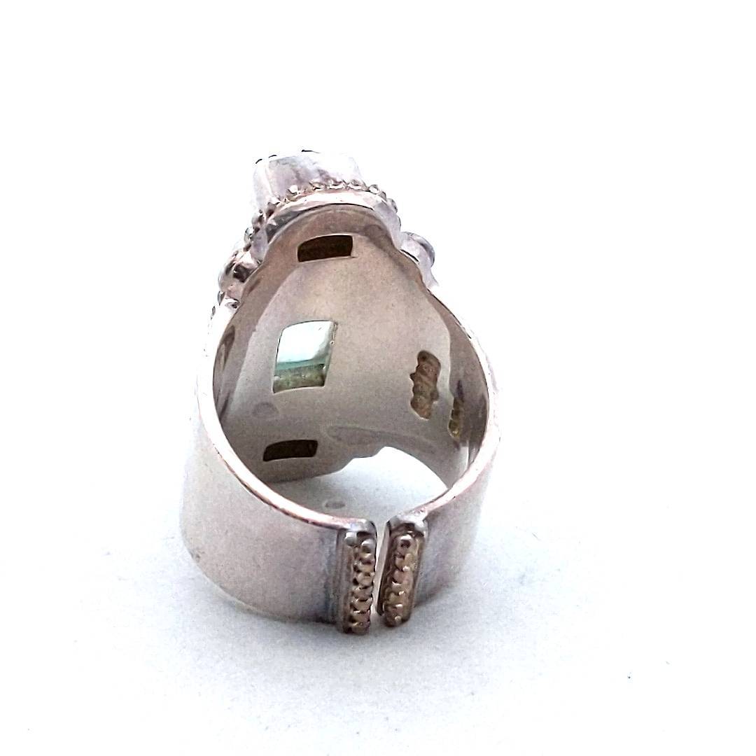 Sajen Sterling Silver Moonstone & Druzy Quartz Adjustable Ring