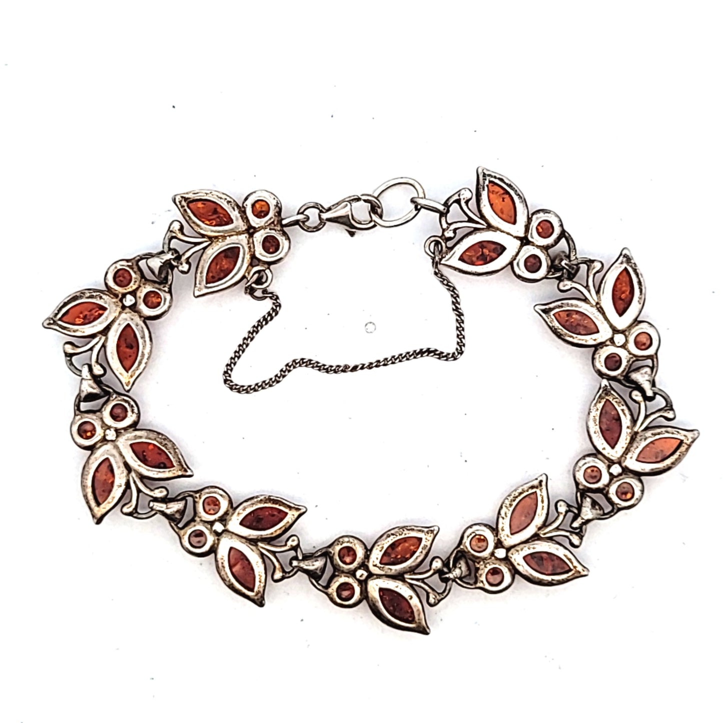 Sterling Silver Amber Butterfly Bracelet