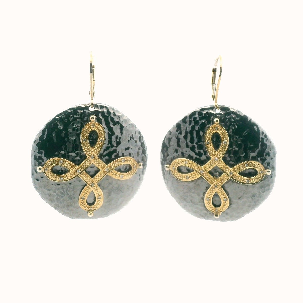 EA Sterling Silver Hand Hammered Diamond Infinity Earrings