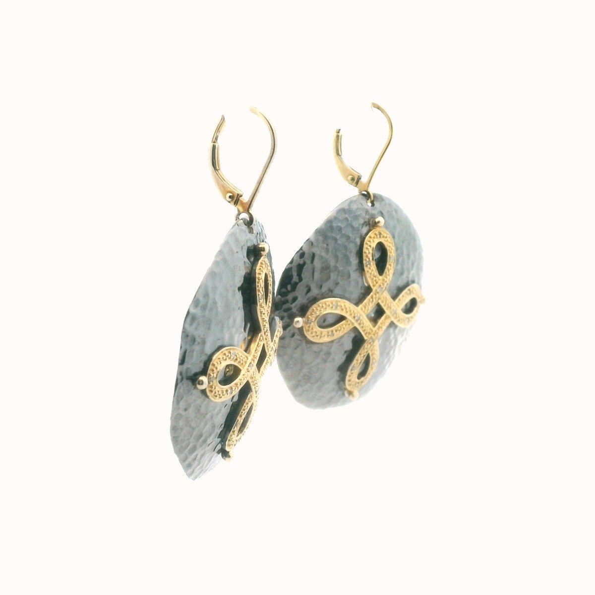 EA Sterling Silver Hand Hammered Diamond Infinity Earrings