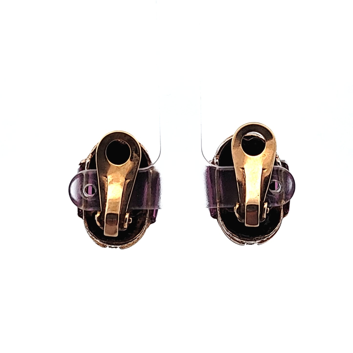Retro Sterling Silver Rhinestone Clip-On Dome Earrings