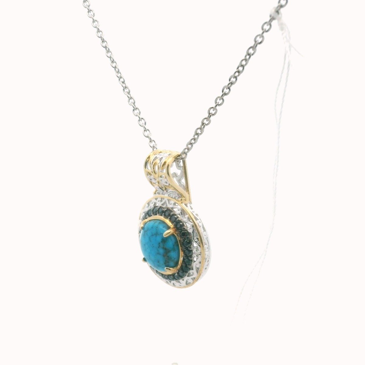 Michael Valitutti Sterling & Palladium Alloy Turquoise & Black Spinel Necklace