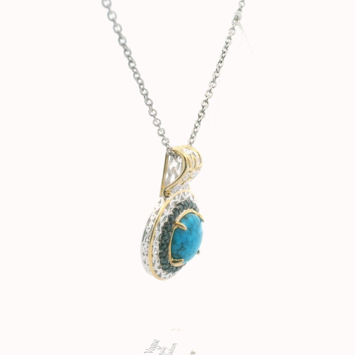 Michael Valitutti Sterling & Palladium Alloy Turquoise & Black Spinel Necklace