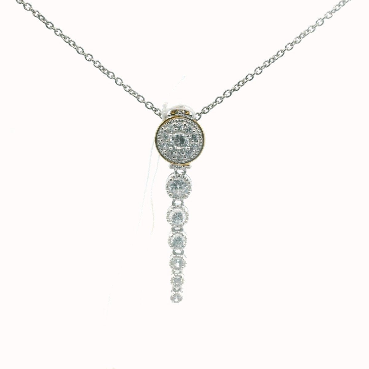 Michael Valitutti Sterling & Palladium Alloy White Zircon Necklace