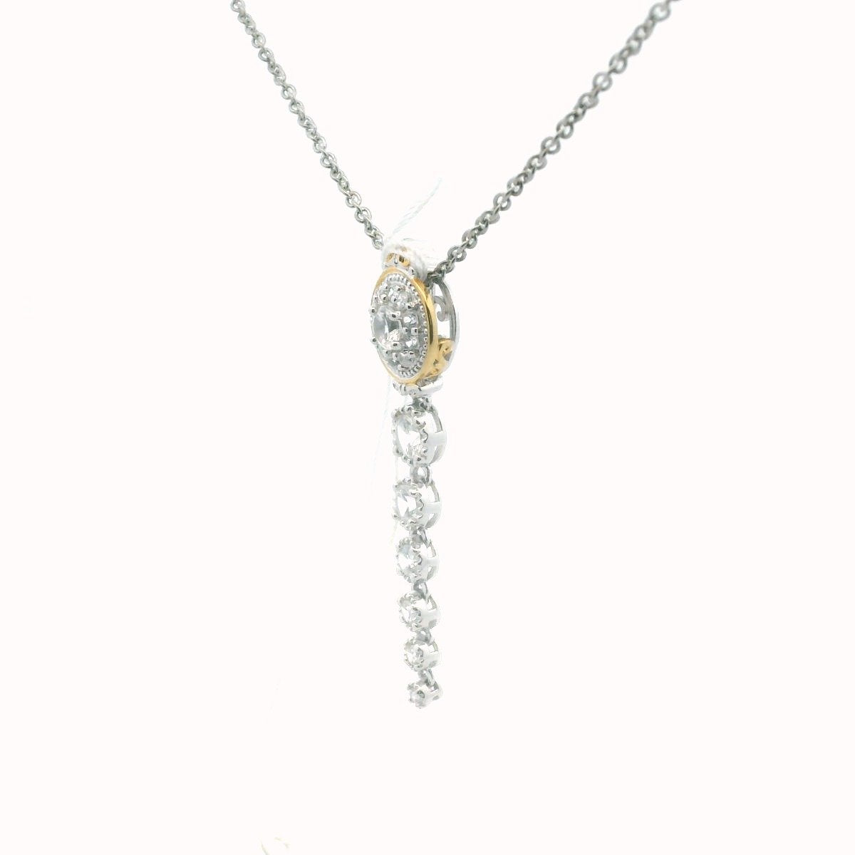 Michael Valitutti Sterling & Palladium Alloy White Zircon Necklace