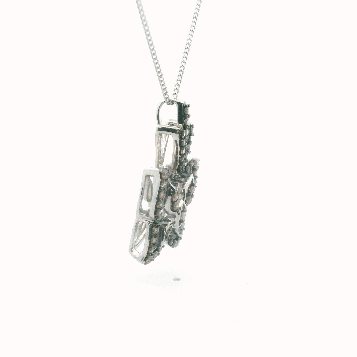 Sterling Silver Cognac Diamond Butterfly Necklace