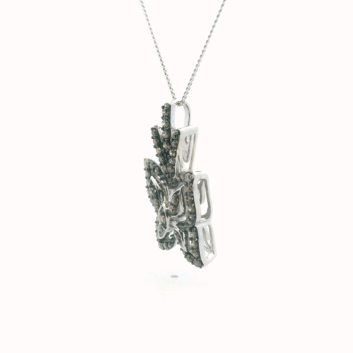 Sterling Silver Cognac Diamond Butterfly Necklace