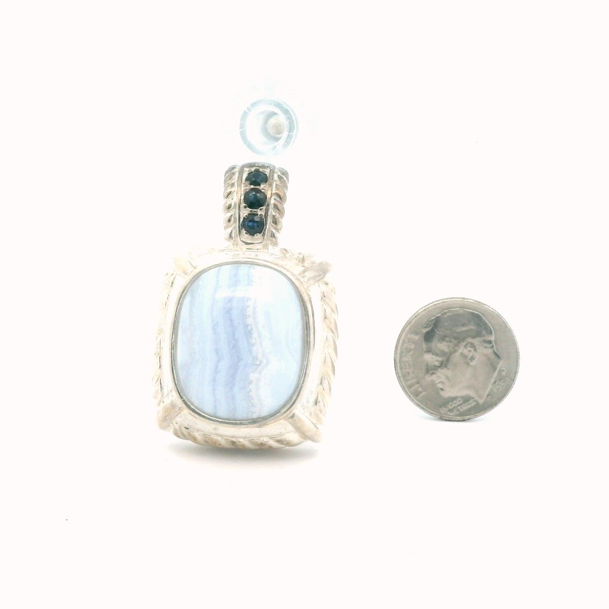 Judith Ripka Sterling Silver Blue Lace Agate Sapphire Pendant