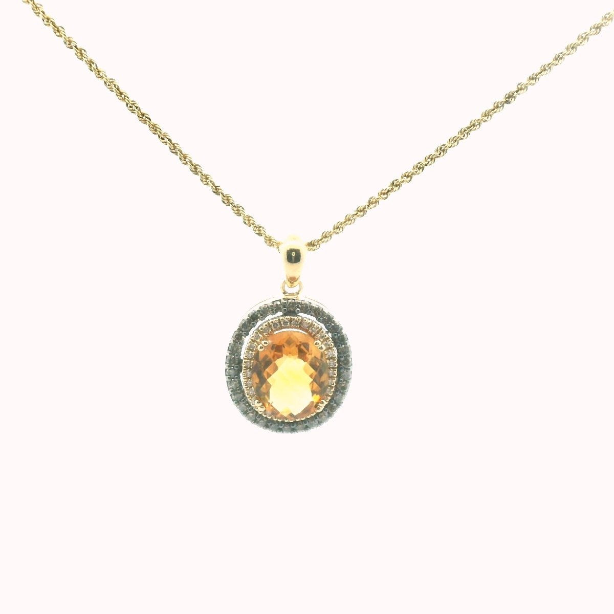 LeVian 14K Yellow Gold Diamond & Checerboard Cut Citrine Necklace